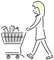 カートを押す女性のイラスト